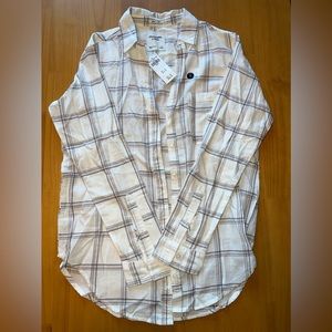 NWT Abercrombie white plaid shirt